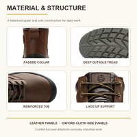 Bottes de sécurité en cuir Crazy Horse, embout en acier, résistantes aux perforations, antidérapantes et résistantes à l'huile, semelle PU double densité EN ISO 20345