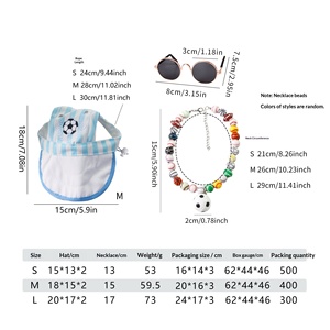 Ensemble de tenue pour animaux de compagnie pour le jour du match de football : chapeau de soleil pour <span class=keywords><strong>chien</strong></span> et chat + lunettes de soleil + collier perlé pour fête sur le thème du sport - Product Image 6