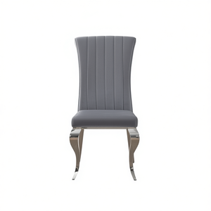 Sedia da Pranzo in Velluto Grigio con Gambe Cromate, Design Moderno Contemporaneo, Arredamento per la Casa - Product Image 1