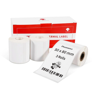 Phomemo 80mm nhiệt máy in Mini 50x80mm 3 cuộn Vuông Trắng nhãn giấy cho M110/M220 mã vạch nhãn nhà sản xuất nhãn dán in ấn - Product Image 1