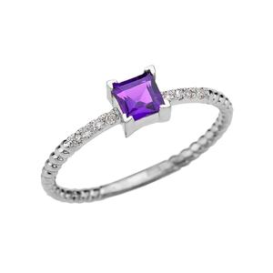 Square <b>Amethyst</b> <b>Amethyst</b> Birthstone <b>Ring</b> 925 Silver Sterling <b>Amethyst</b> Engagement <b>Rings</b> - Product Image 1