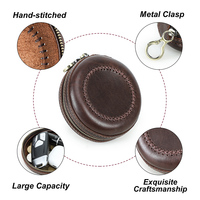 Pendentif de sac fait main en cuir pleine fleur huilé vintage, mini pochette de niche géométrique et animalière pour Airpods, pièces de monnaie, rouge à lèvres, clés