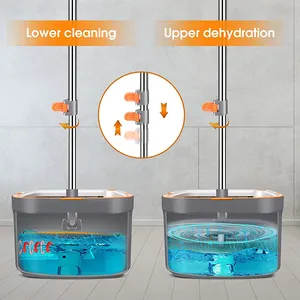 Easy Squeeze Clean And Dirty Separation Water 360 Rotating Use Self-washed Double Drive Flat Mop Mop With Bucket Cleaning Mop
