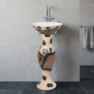 White Dolphin Design Porcelain Ceramic Wash Basin Two Piece <b>Full</b> Pedestal Set - Product Image 4