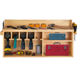 Soporte de pared para taladro, estación de carga de almacenamiento, organizador de herramientas eléctricas de bambú de madera, caja de herramientas para llave de sierra y taladro de destornillador - Product Image 1