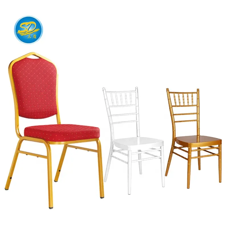 Chaise de Banquet empilable pour mariage, coussin doré et blanc, de haute qualité, vente en gros, pour Banquet, Hall Din, événements, livraison gratuite