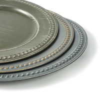Assiettes de présentation vintage en turquoise perlée réutilisables pour mariage en vrac, 13 pouces, pour événements et fêtes