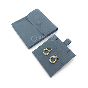 Factory Fashion <b>Earring</b> Canvas Envelope Pouch High-quality Leather Envelope Pouch with Button Jewelry <b>Gift</b> Velvet Leather Pouch - Product Image 3