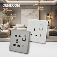 Prise murale grise or blanc avec prise de type A + C 18W Quick Charge, prise de courant murale avec chargeur USB interrupteur britannique avec prise