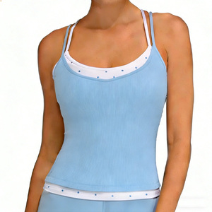 Débardeur de yoga premium 2-en-1 à motif pois, haute élasticité, <span class=keywords><strong>couleur</strong></span> contrastante, pour femme, idéal pour le fitness, le Pilates et les loisirs - Product Image 1
