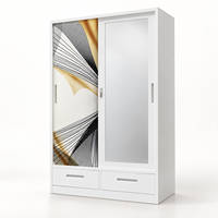 Armoire décorative simple et durable en acier avec portes coulissantes verrouillables et imprimé feuilles colorées pour le rangement domestique