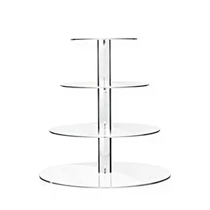 4 Tiers Clear Acrylic Round Cupcake Stand Acrylic Cake Display Holder Acrylic Dessert Display Stand For Wedding Party