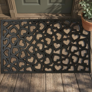 Indus Rectangle Heart Design Rubber Stair Mat Anti Slip Washable Durable Eco-Friendly <b>Machine</b> Made HDPE Packed Outdoor <b>Steps</b> - Product Image 3