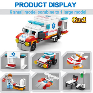 Jouets de construction éducatifs Lele Brother 6 en 1, <span class=keywords><strong>ambulance</strong></span> de sauvetage urbaine promotionnelle, thème transport, 5 à 7 ans - Product Image 3