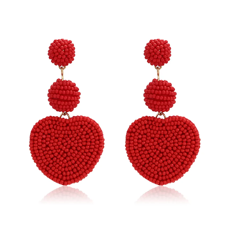 99562 Xuping fashion bead design gold jewelry heart shaped beaded pendant earrings for women
