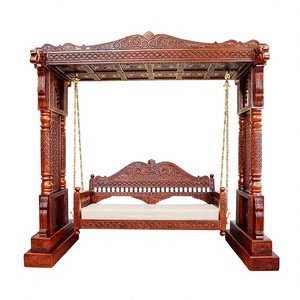 Hand Carved Solid Teak Wood Outdoor <b>Swing</b> Traditional Indian Jhoola Pillar <b>Frame</b> Luxury Modern Design Gym Farmhouse Courtyard - Product Image 1