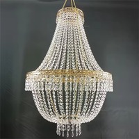 Lustre triangulaire de luxe en cristal perlé avec LED jaunes, alimentation CA/batterie, indice de protection IP20, 12W, pour plafond de hall d'hôtel ou de mariage