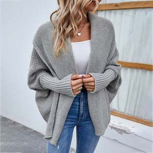 Women's Knitwear Autumn Winter New Soild Color Scarf Collar Batwing Sleeve Loose Knitted <b>Coat</b> commuter <b>Cardigan</b> Sweater J0204 - Product Image 4