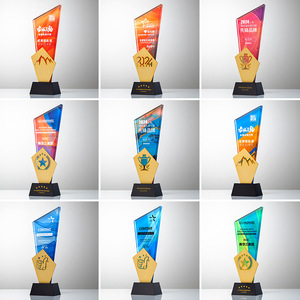 Creative Metal Colored Crystal <b>Trophy</b> Laser <b>Engraved</b> Glass Award For Conference And Competition Gifts - Product Image 5