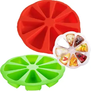 Triangle Cavity Cake Pan Silicone Cake Mould 8 Hole Orange Shaped Pizza Pan for Ovens Microwaves DIY Baking Tool