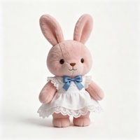 Peluche Lapin Kawaii avec Jupe en Dentelle Blanche et Nœud Bleu, Rembourrage en Coton PP Doux, Peluche Lapin Moelleuse et Confortable