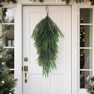 Guirlande de Noël artificielle en <span class=keywords><strong>sapin</strong></span> noble, verdure de pin au toucher réel, guirlande suspendue en forme de larme pour porte d'entrée, cheminée, décoration de fêtes - Product Image 5