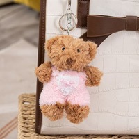 Llavero de peluche clásico de oso de peluche marrón, colgante atemporal de animal de peluche