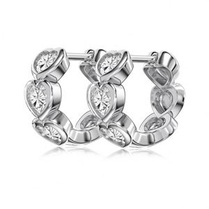 Aretes de Aro con Clip para Mujer, Diseño Romántico Dylam, Plata de Ley 925, Rodio, Chapado en Oro de 18K, Forma de Corazón Eterno, Circonita 5A - Product Image 1