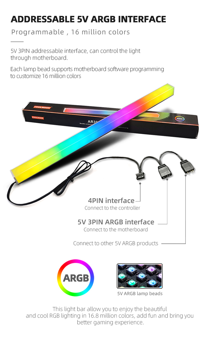 Bande lumineuse LED Double face AR30 adressable, en alliage d'aluminium, 5V, éclairage magnétique, nouvelle collection,