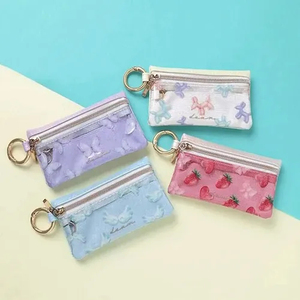 Color color design zipper <b>small</b> key case <b>wallet</b> PVC+synthetic leather material daily <b>wallet</b> - Product Image 1