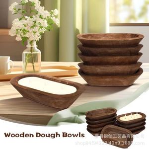 ถาดไม้รูปวงรีสำหรับวางเทียนตกแต่งบ้าน - Product Image 1