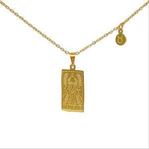 Collar de la constelación del zodiaco, tarjeta de Tarot chapado en oro, acero de titanio, 12, gran oferta de Aliexpress - Product Image 4