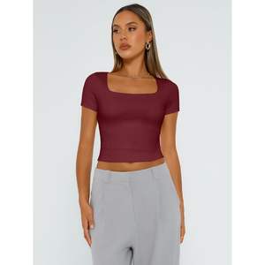 Tops Cortos Personalizados de Doble Forro para Mujer, Camisetas Estilo Queen, Primavera Verano 2025, Ropa Deportiva, Moda Playa, Estilo Activo Y2K - Product Image 4