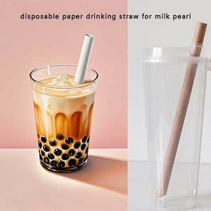 Pailles en plastique jetables emballées dans du papier pour le lait, pailles en papier jetables de 200 mm pour le lait et le thé aux perles - Product Image 2