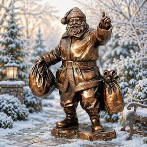 "Lo Spirito del Dono" - Grande Scultura di Babbo Natale in Bronzo Fusa a Mano, Statua in Bronzo di Grandi Dimensioni - Product Image 3