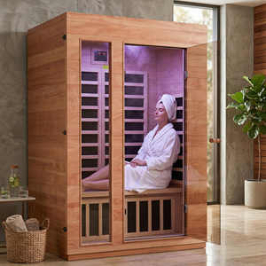 ห้องซาวน่าอินฟราเรด Royal Saunas Hongyuan รุ่นโมเดิร์น สำหรับ 2 คน ใช้ในบ้าน พร้อมบลูทูธ ค่า EMF ต่ำ ผลิตจากไม้โอคูเม่และเฮมล็อก เหมาะสำหรับห้องนอนและบ้านพักตากอากาศ - Product Image 1