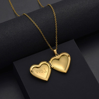 Dropshipping Shopify Agent 2025 Collier à pendentif en acier inoxydable avec photo cœur d'amour à la mode pour cadeau de la Saint-Valentin