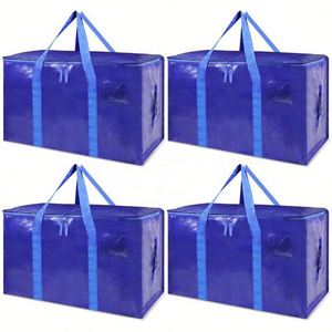 Sac de rangement pliable bleu OEM d'usine avec poignée en corde, très grand, en PP tissé laminé recyclé, taille personnalisable MY4086 - Product Image 1