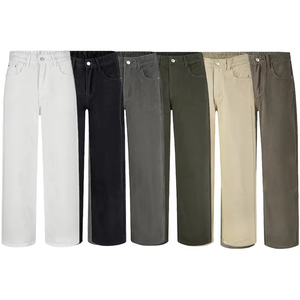 Pantalones Vaqueros de Mezclilla para Hombre, de Alta Gama, Corte Recto, Pierna Ancha, Lavado Medio, Cintura Media, Color Sólido, 100% Algodón, para Otoño - Product Image 6