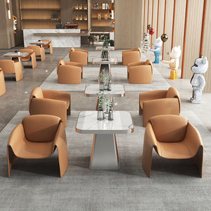 Office <b>Sofa</b> <b>Set</b> Modern Lounge Chair With Marble Table For Business Reception Comfortable High Density Sponge Seating - Product Image 2