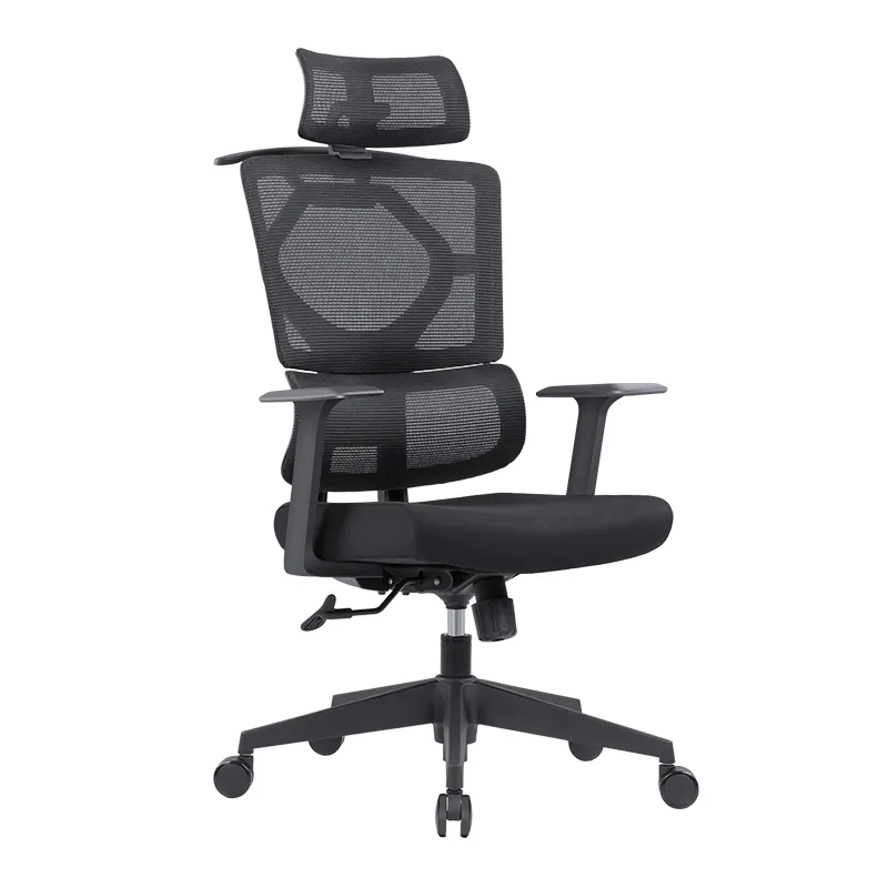 Cadeira ergonômica de escritório, cadeira com base metálica giratória de metal com apoio para cabeça