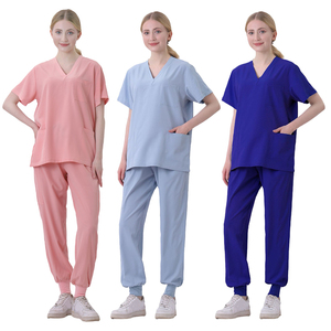 Divisa infermieristica da donna casual a maniche corte, top per farmacia, <span class=keywords><strong>lavoro</strong></span> medico, ospedale, dottore, infermiera, con scollo a V, stile jogger - Product Image 2