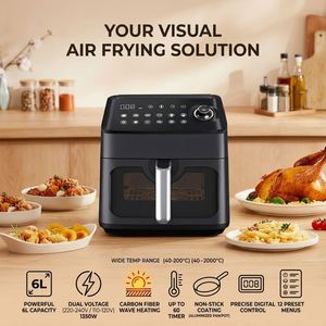 6L WiFi Digital Air Fryer Visible Window Large Capacity Oil Free Cooker with 12 <b>Presets</b> & Carbon Fiber Heating for Home Cooking - Product Image 6