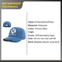 Casquette de golf perforée au laser à 5 panneaux de qualité supérieure, casquette de baseball imperméable, casquette de performance pour hommes et surfistes