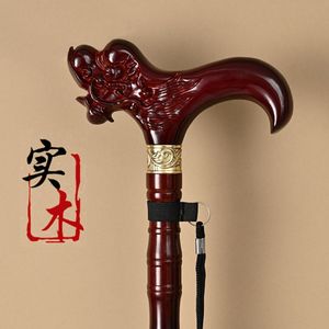 Canne en bois massif sculptée en forme de tête de dragon Yasushiro, 92 cm, antidérapante, pour personnes âgées - Product Image 1