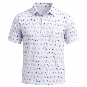 เสื้อโปโลพิมพ์ลายไมโครเทนนิสสำหรับผู้ชายพร้อมโลโก้แบบกำหนดเอง แขนสั้น ผ้าถักพิมพ์ลาย รับผลิตแบบ OEM ODM แบรนด์ส่วนตัว - Product Image 5