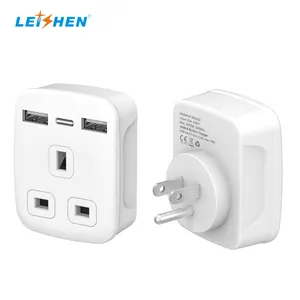 Adaptateur de voyage adaptateur de prise britannique vers européen avec USB C, chargeur USB mis à la terre EU 4 adaptateur de prise de courant Europe pour Allemagne France