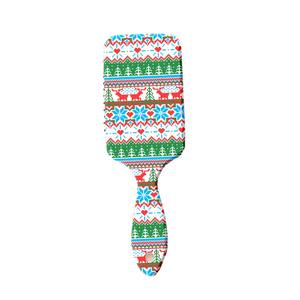 Nouveauté Brosse de coiffage et de nettoyage des cheveux Shunfa, double usage humide et sec, à airbag, motif renne bohème et thème Noël - Product Image 3