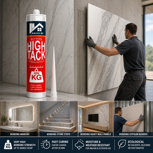Adhésif de fixation haute résistance sans clous, polymère hybride jusqu'<span class=keywords><strong>à</strong></span> 400 kg/10 cm², adhérence initiale <span class=keywords><strong>rapide</strong></span> pour <span class=keywords><strong>béton</strong></span>, pierre, métal, panneau mural - Product Image 1