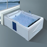 Baignoires en verre transparent de conception moderne en acrylique blanc cascade avec fonction massage